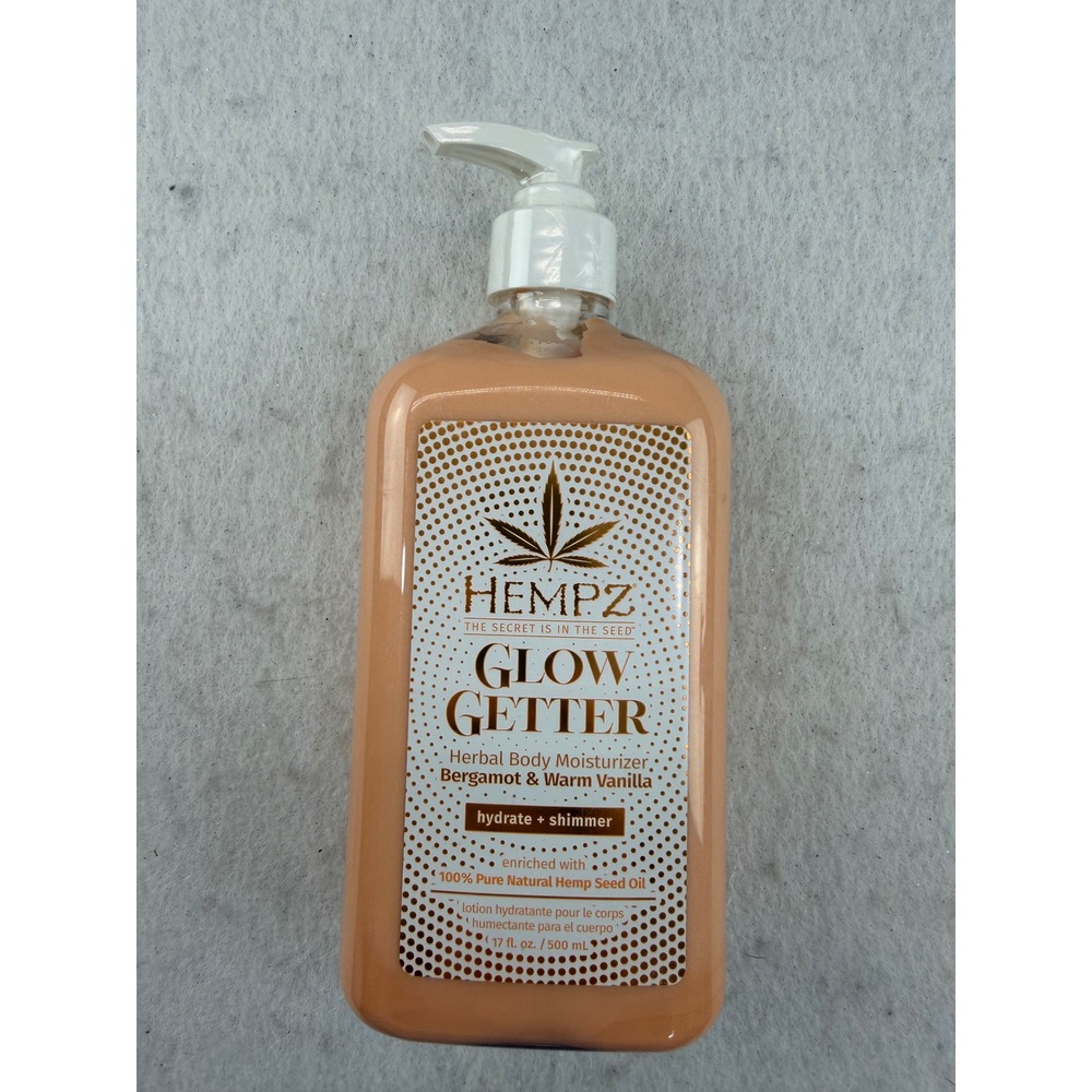 Hempz Glow Getter Herbal Body Moisturizer Bergamot Warm Vanilla Shimmer 17oz NEW